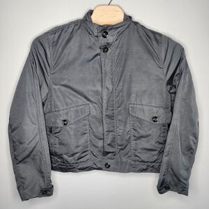 Burberry London Mens Harrington Jacket Charcoal‎ Grey Plaid Size 50 READ Flaw